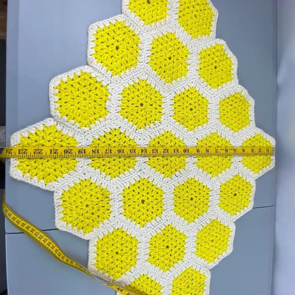 Handcrafted Crochet Yellow/White Honeycomb Pattern Table Decor